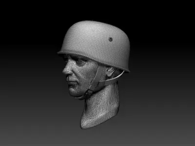 helmet head of soldier in 3D print model