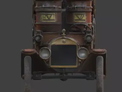 20th Century Post-Apocalyptic Brass Era Car 3D Model Low-poly 3D model
