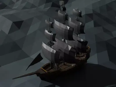Low Poly Pirate Ship Low-poly 3D model order