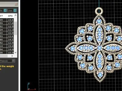 Pendant antique gold with diamonds 3D print model