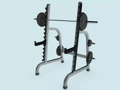 Multi-press rack with barbell Low-poly 3D model