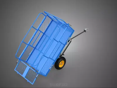 TIPPING TRAILER CARGO CART WAGON GARDEN LAWN MOWER ATV TRACTOR 2 3D model