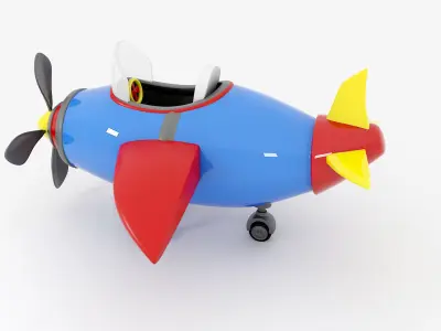 Cartoon Airplane Low-poly 3D model Low-poly 3D model