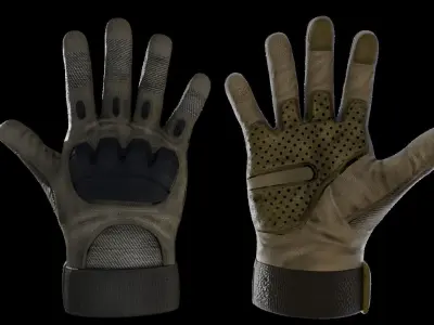 Tactical Military Gloves Low-poly 3D model