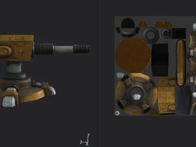 Turret gun Low-poly 3D model