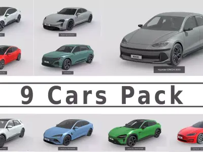 Ultimate Low-Poly Modern EV Collection 3D Model Pack