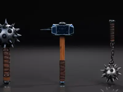 Fantasy Weapons Pack  20 GameReady 3D Models Low-poly 3D model