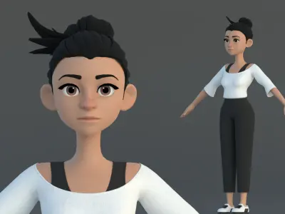 Grace Cartoon Female Character 3D model