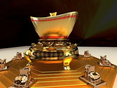 Chinese gold ingot  3D model purchase