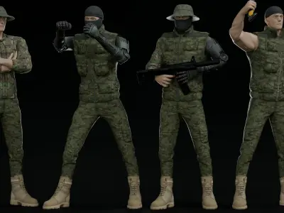 military soldier Low-poly 3D model