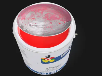 Red Paint Can Realistic Container Model for Workshop 3D model