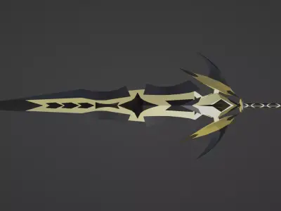fantasy heavy golden sword Free low-poly 3D model