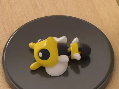Bee Kawaii Articulated Version and Keychain 3D print model