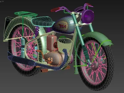 3D model of a vintage motorcycle Low-poly 3D model