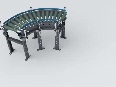 Curved Roller Conveyor Adjustable  and Rigged 3D model