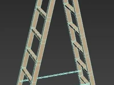 Wooden Stepladder Low-poly 3D model