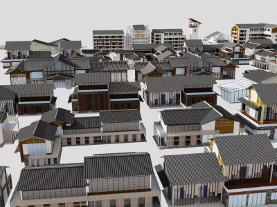 Commercial Residences Low-poly 3D model