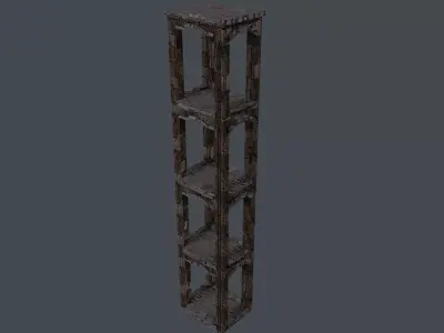 Watchtower tall wooden shelf Low-poly 3D model