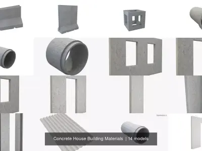 Concrete House Building Materials  3D Model Pack