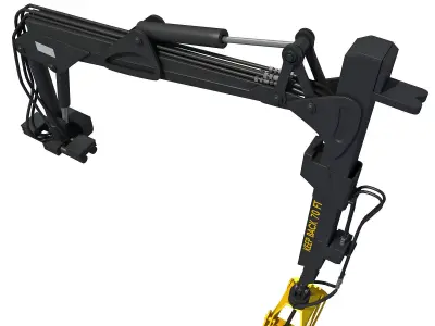 Yellow Forestry Knuckleboom Loader Crane 3D model