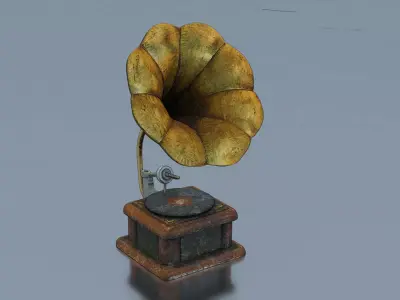 Vintage Phonograph Low-poly 3D model