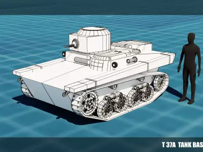 T 37a Tank Base Mesh Low-poly 3D model