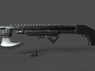 Realistic Axegun gun with axe 3D model