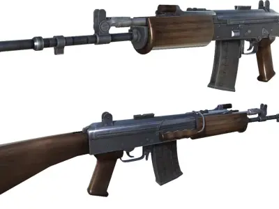 07-insas-rifle-gun model 3d game ready model  Low-poly 3D model