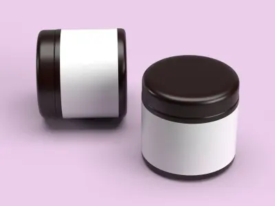 Cream jar big Low-poly 3D model