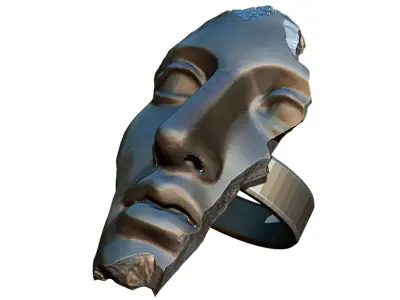 Greeck Rome God Face Crack Damage Slavage Part Ring Silver GOLD 3D print model