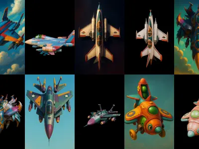 AirCraft bundle 3 pack 100 glb Low-poly 3D model