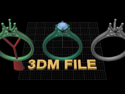 Solitaire 4 Prong Infinity Label Gallery Engagement Ring 3D print model
