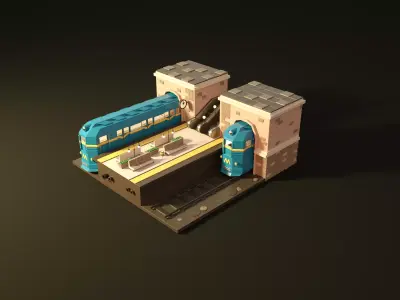 Station of train 3D model