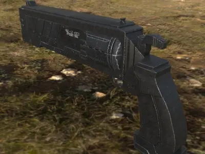 Sci-fi gun Low-poly 3D model 4