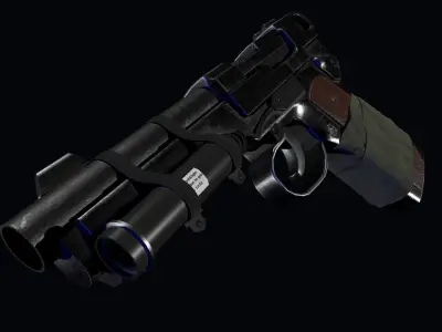 post apocalyptic 9mm pistol Low-poly 3D model