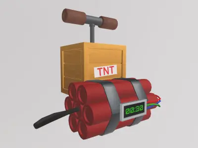 Stylized Low-Poly Dynamite TNT Detonator Low-poly 3D model