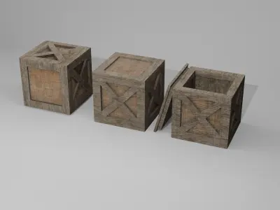 Wooden Crates - Aged Low-poly 3D model