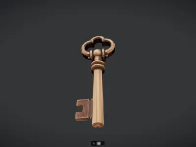 antique ornate metal key 3D model