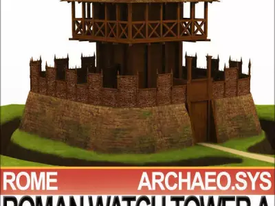 Roman Watch Tower Scene with Interiors A 3D model