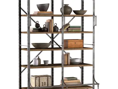 French Library Double Bookcase 3D model