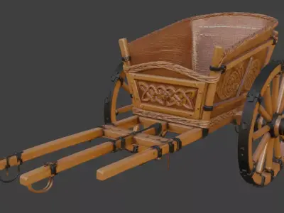 Ornate Wooden Carriage 3D Model 3D model
