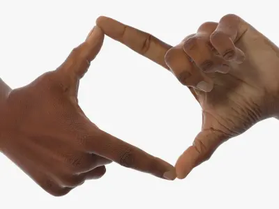 Black Male Hand Pair in Framing Gesture 3D model