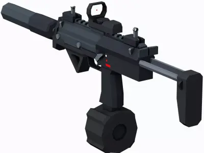 Stylized Modular Mp7 SMG - LowPoly Mobile Ready Low-poly 3D model