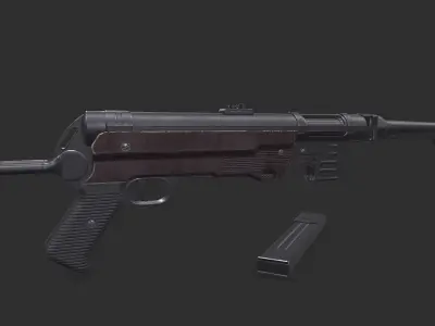 MP 40 Submachine Gun Low-poly PBR Free low-poly 3D model
