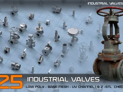  25 Industrial Valves-Vol02 Low-poly 3D model