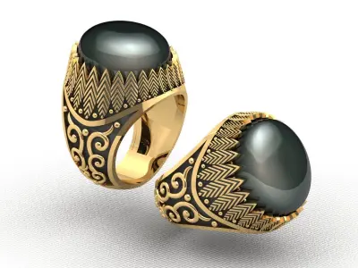 ANTIQUE MENS TURKISH RING 3D print model