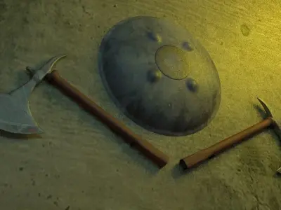 Shield and Axe Wall hanging Free 3D model