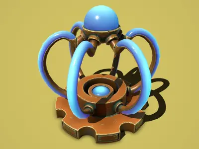 Fantasy bronze light generator Low-poly 3D model