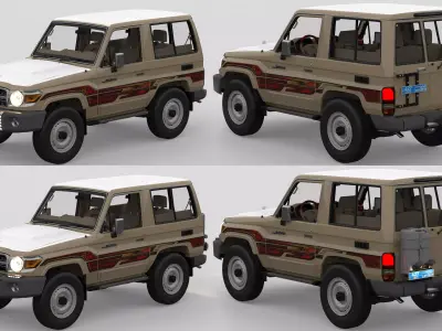 Toyota Land Cruiser 70 Series 2010-2023 with engine Low-poly 3D model