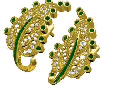 Antique Diamond Leaf Earring 3D print model